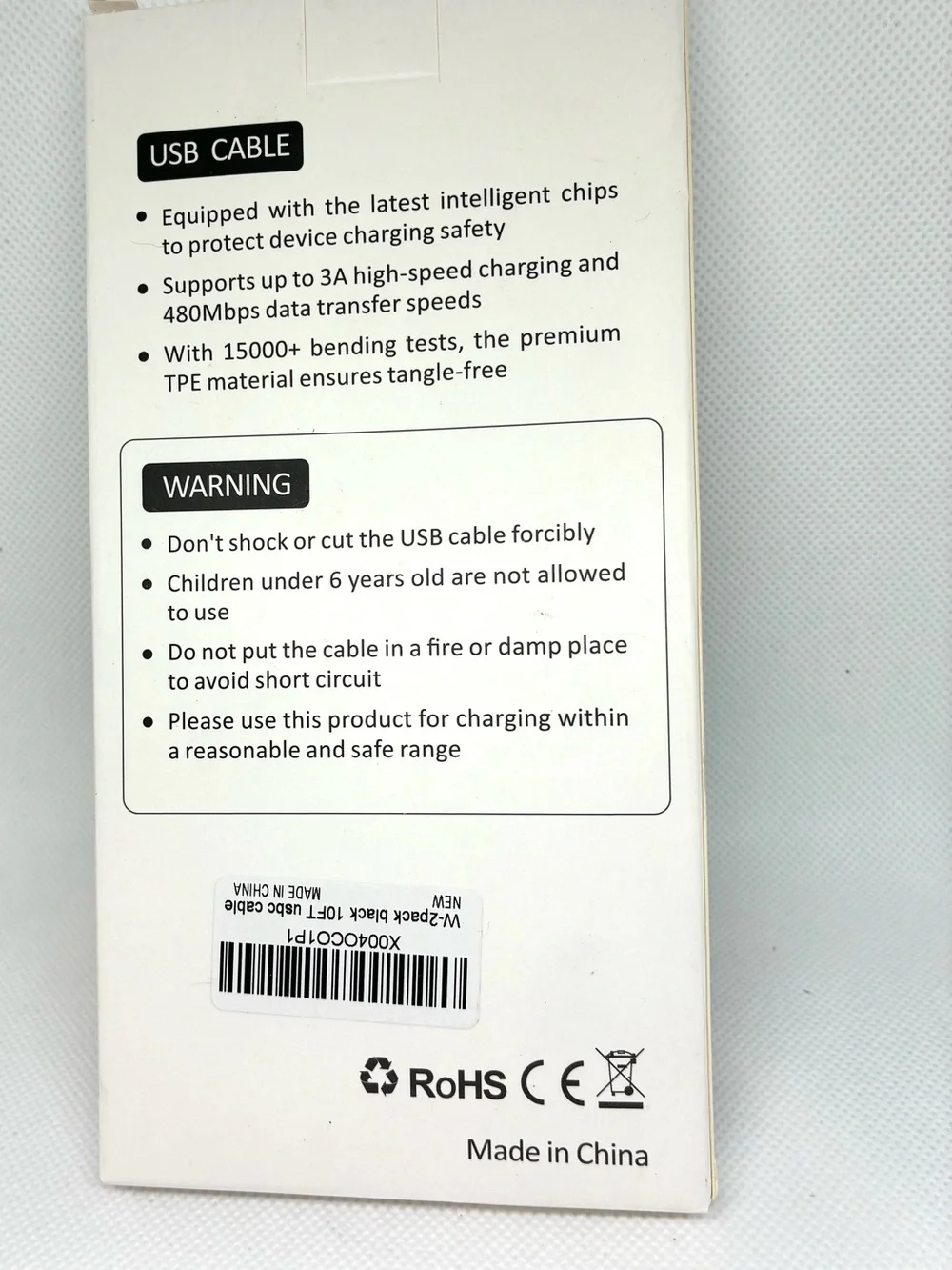 BRAND NEW USB C to USB C Cable, 2-Pack 10FT 60W Fast Charging Cable BLACK